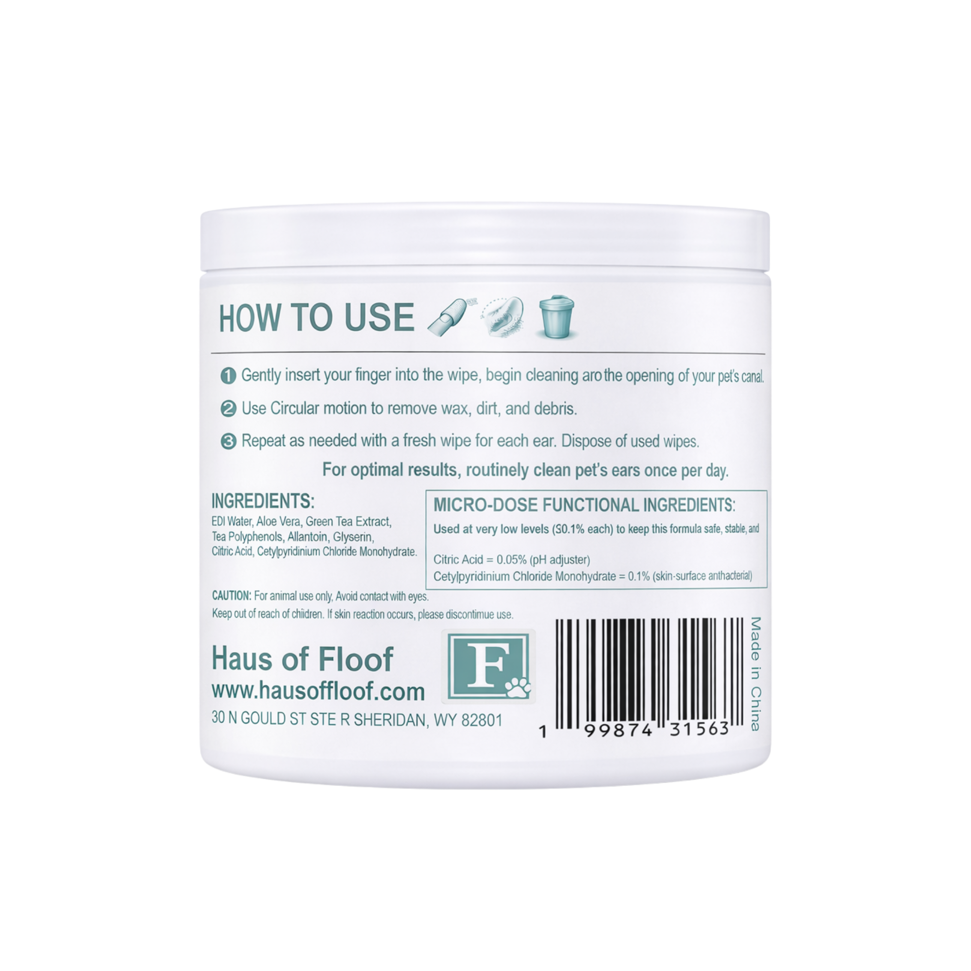 Haus of Floof Pet Ear Cleaner Finger Wipes – 50 Count | Plant-Powered Formula