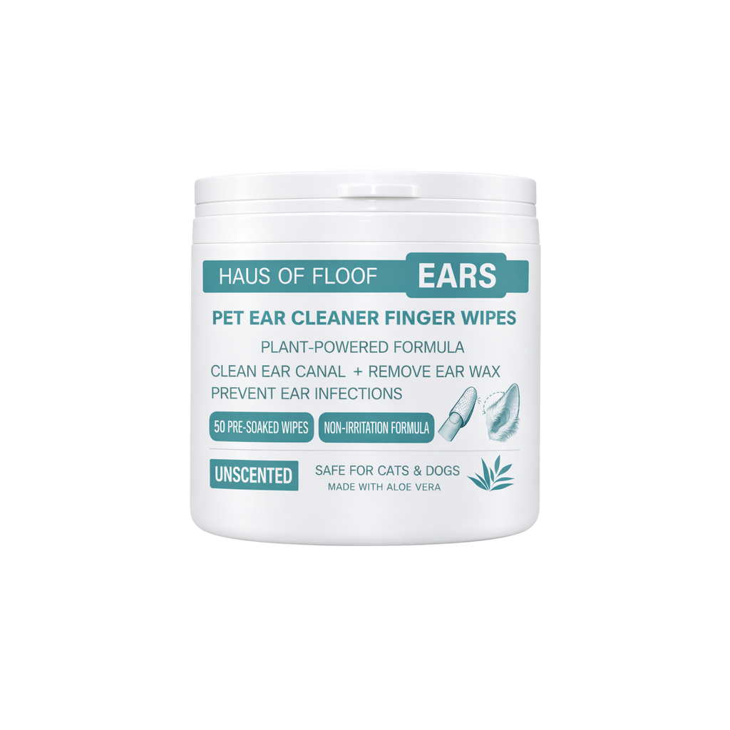 Haus of Floof Pet Ear Cleaner + Dental Finger Wipes Combo – 2-Pack | Plant-Powered Formula