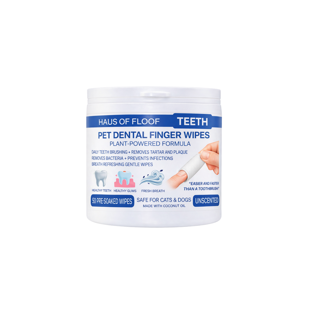 Haus of Floof Pet Dental Finger Wipes – 50 Count | Plant-Powered Formula