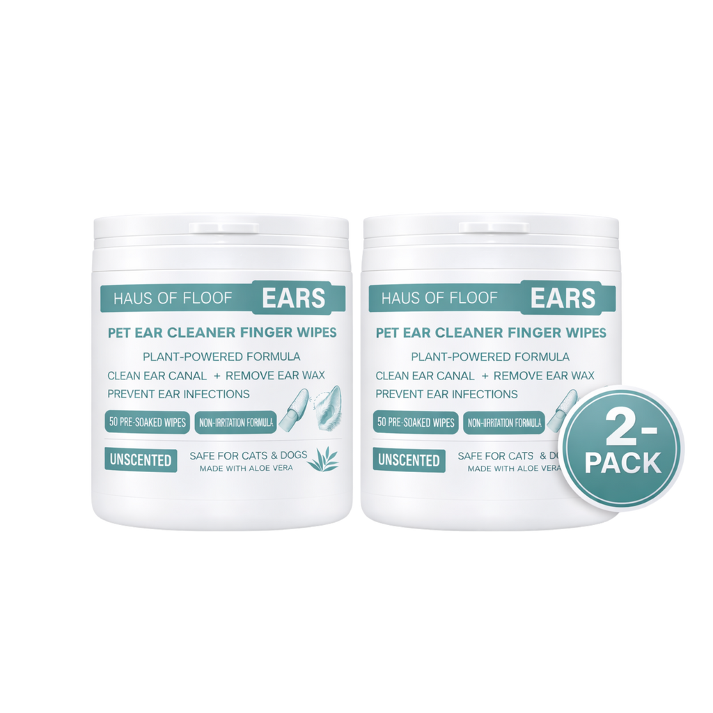 Haus of Floof Pet Ear Cleaner Finger Wipes – 2-Pack (100 Count) | Plant-Powered Formula