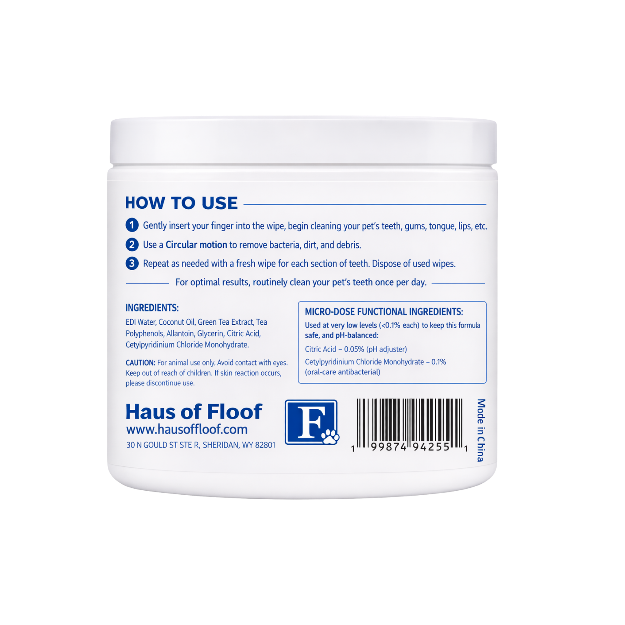 Haus of Floof Pet Dental Finger Wipes – 50 Count | Plant-Powered Formula
