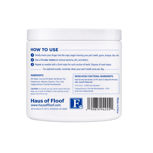 Haus of Floof Pet Dental Finger Wipes – 50 Count | Plant-Powered Formula